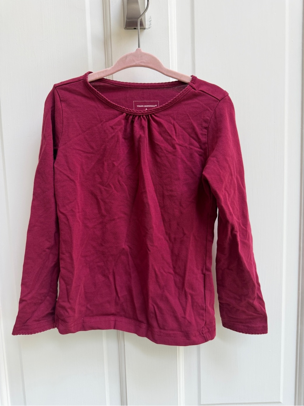 Young Dimension Girls 4 5 Long Sleeve Kids Tee Shirt Top Blouse in Berry